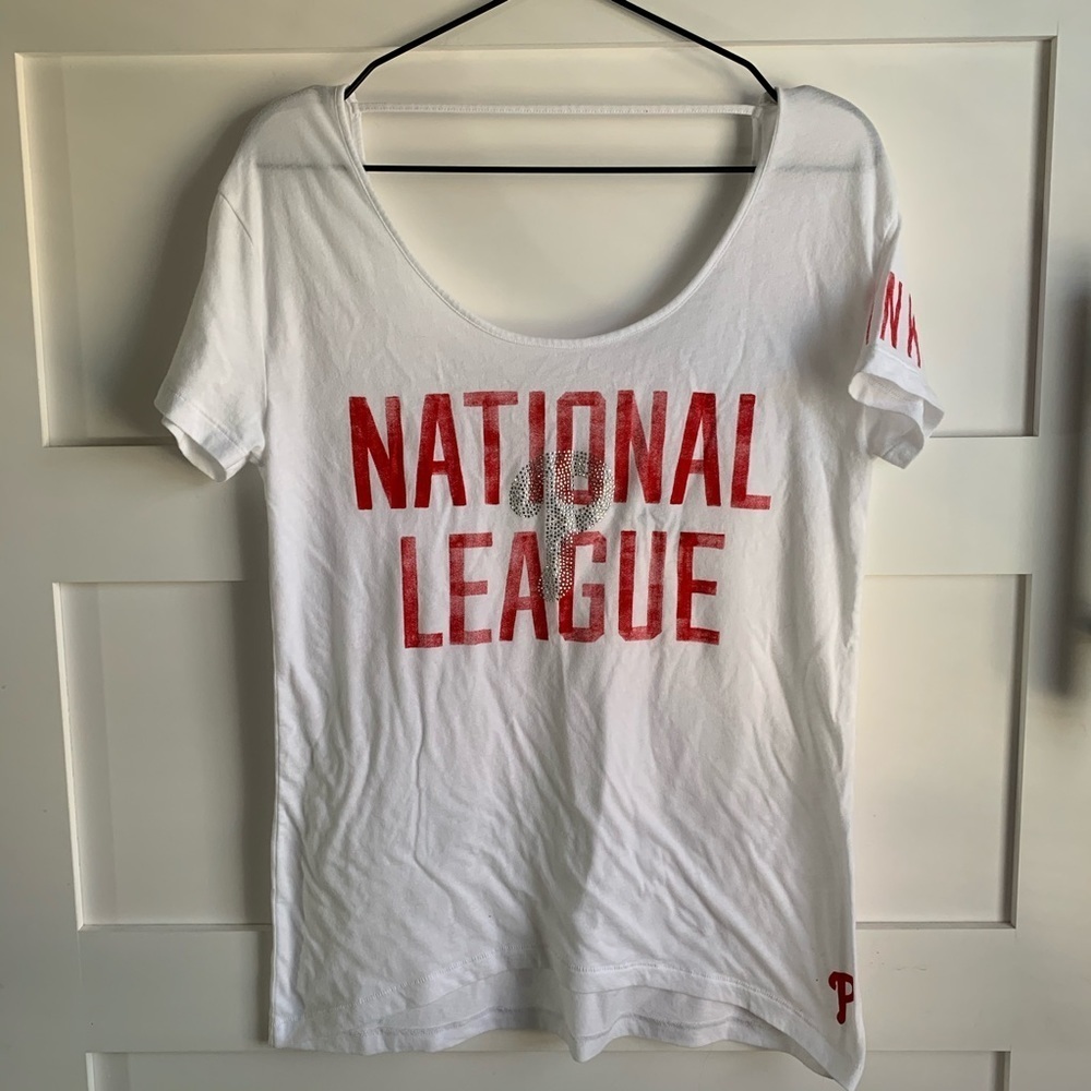 VS PINK x MLB | Phillies White Bling Rhinestone T-Shirt XS